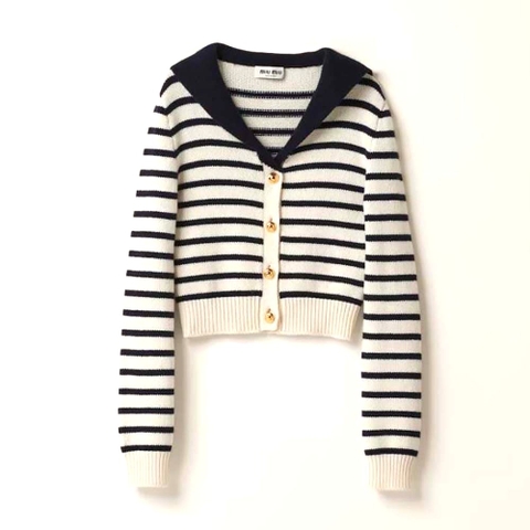 ÁO Miu Miu Women Cashmere Cardigan in Intarsia Logo-White