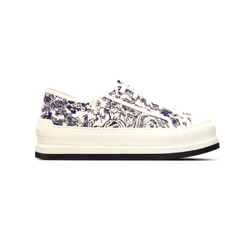 GIÀY Dior Women Walk’n’dior Platform Sneaker White Embroidered Cotton with Blue Toile de Jouy Motif
