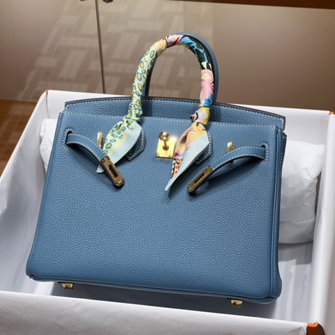 Túi Hermes Birkin Togo Blue Jean 25CM Handmade khâu tay(Giá liên hệ)