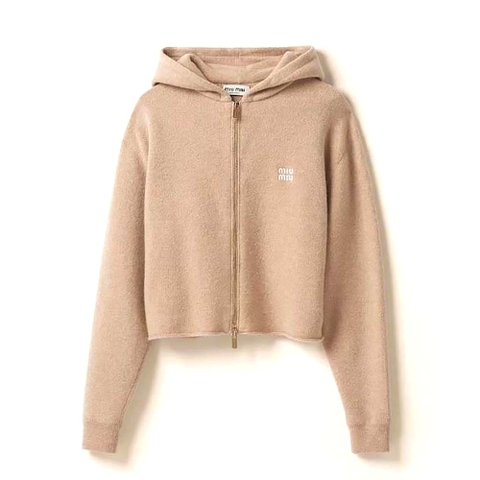 ÁO Miu Miu Women Wool and Cashmere Hoodie Jacket