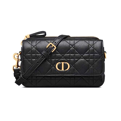 TÚI Dior Women Caro Pouch Black Supple Cannage Calfskin