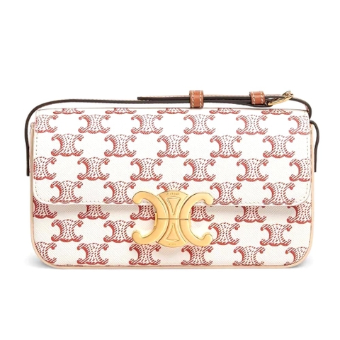 TÚI Celine Women Triomphe Shoulder Bag in Triomphe Canvas and Calfskin