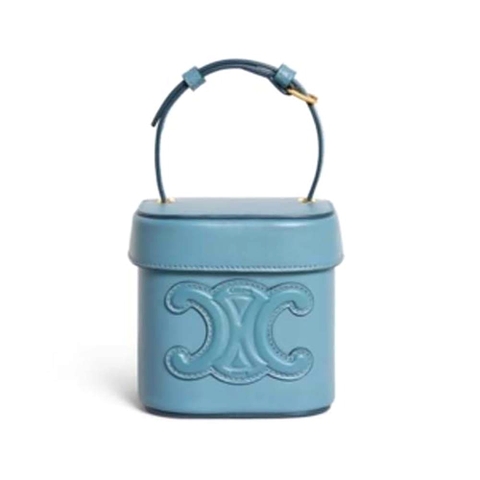 TÚI Celine Women Small Box Cuir Triomphe in Smooth Calfskin-Blue