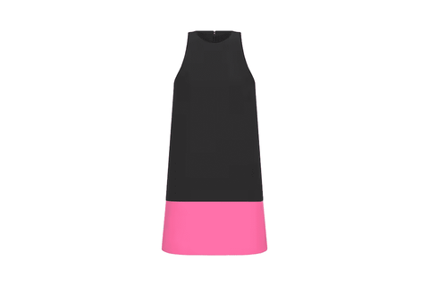VÁY DIOR A-LINE DRESS Black and Pink Wool and Silk