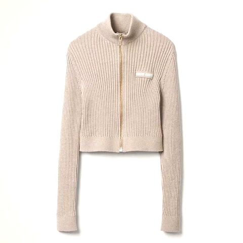 ÁO Miu Miu Women Cashmere Cardigan with Knit Logo Patch