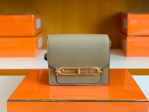 Túi Hermes Roulis Evercolor Trench Grey Gold Hardware Handmade khâu tay 19cm