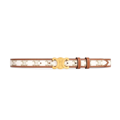 DÂY LƯNG Celine Women Medium Triomphe Belt in Triomphe Canvas and Calfskin