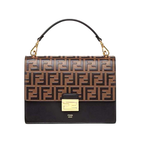 TÚI FENDI Women Kan I Black Leather Bag-Black