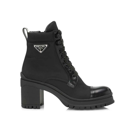 GIÀY Prada Women Brushed Leather and Nylon Booties
