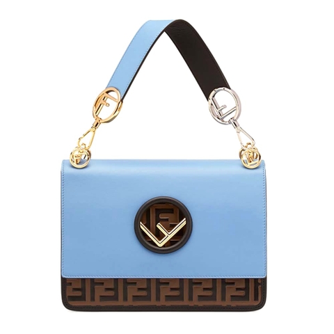 TÚI Fendi Women Kan I F Leather Bag in Calfskin Leather-Blue