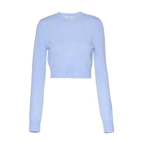 ÁO Miu Miu Women Cashmere Crew-Neck Sweater-Blue