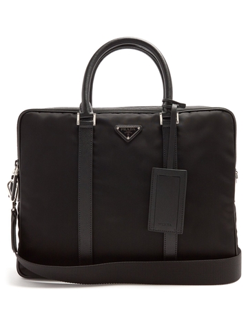 CẶP DA CÔNG SỞ PRADA Leather-trimmed nylon briefcase