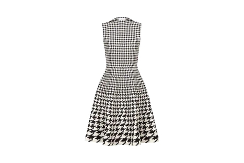 VÁY DIOR 30 Montaigne  MID-LENGTH DRESS Black and White Houndstooth Technical Cotton Jacquard