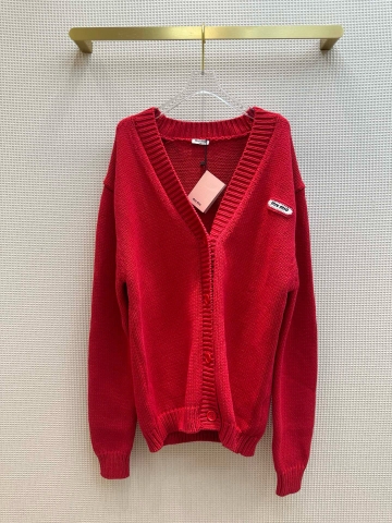 ÁO Miu Miu V-Neck Red Cardigan Sweater