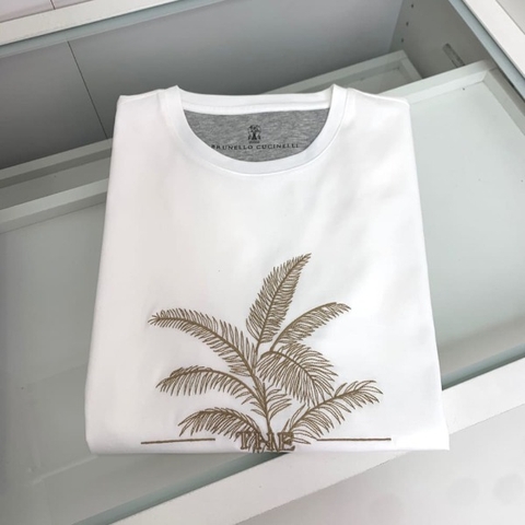 ÁO BRUNELLO CUCINELLI LOGO WHITE T SHIRT