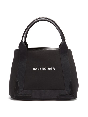 TÚI BALENCIAGA Cabas S logo-print leather-trim canvas tote bag