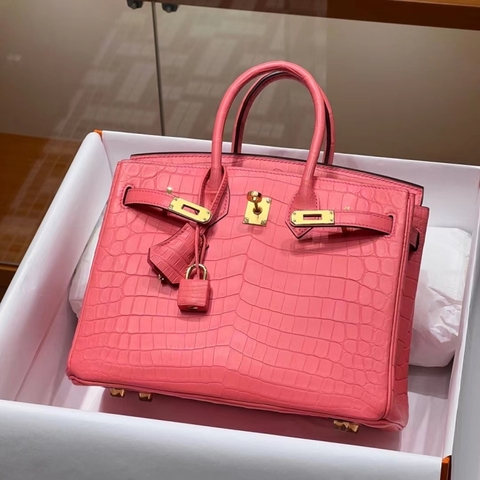 Túi Hermes Birkin Rose Lipstick Niloticus 25CM Handmade khâu tay(Giá liên hệ)