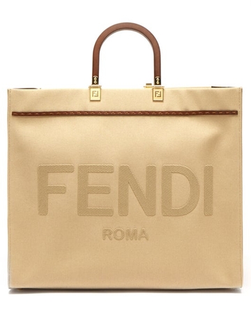 TÚI FENDI Sunshine logo-embroidered canvas tote bag