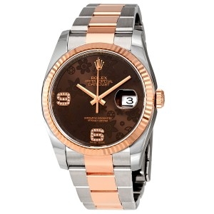 ĐỒNG HỒ ROLEX Oyster Perpetual Datejust 36 Chocolate Floral Diamond Dial Steel & 18K