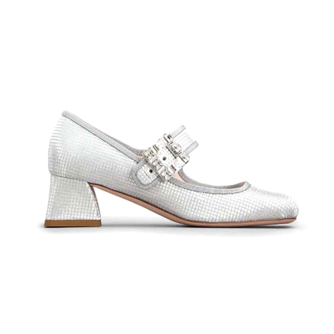 GIÀY Roger Vivier Women Trés Vivier Strass Buckle Babies Pumps in Fabric-Silver