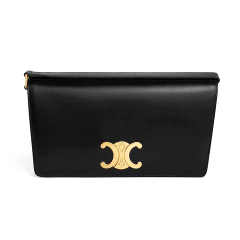 TÚI Celine Women Trapeze Triomphe Bag in Shiny Calfskin-Black
