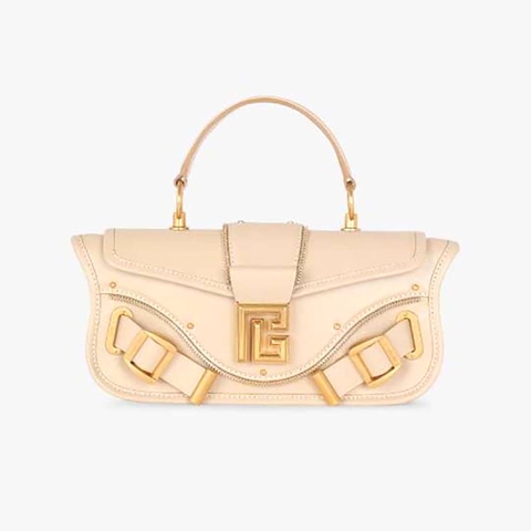 TÚI Balmain Women Blaze Clutch Bag in Smooth Leather-Beige