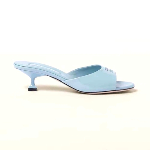 GUỐC Miu Miu Women Patent Leather Sandals in 45 mm Heel Height-Blue