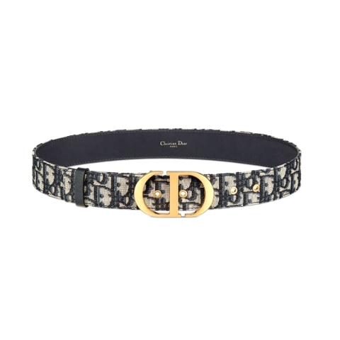 DÂY LƯNG Dior Women 30 Montaigne Belt Blue Dior Oblique Jacquard 35 MM