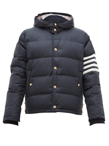 ÁO THOM BROWNE  4-Bar hooded quilted-down coat