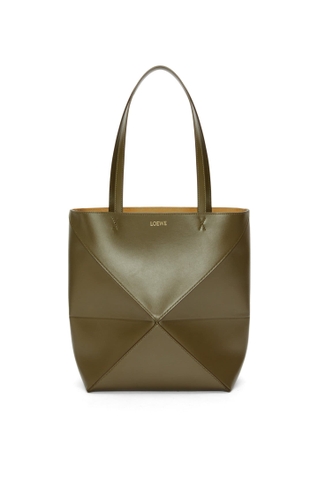 Túi LOEWE Puzzle Fold Tote in shiny calfskin olive