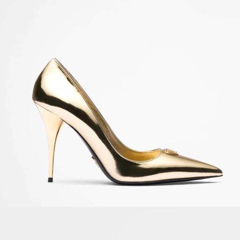 GIÀY Prada Women Metallic Leather Pumps-Gold