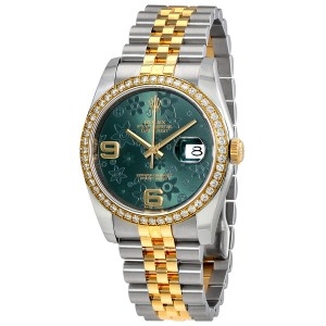 ĐỒNG HỒ ĐỒNG HỒ ROLEX Oyster Perpetual Datejust 36 Green Floral Dial Stainless Steel and 18K