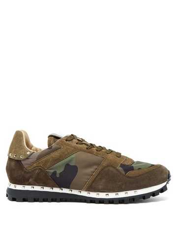 GIÀY VALENTINO Rockrunner suede and leather trainers
