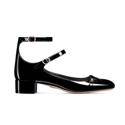 GIÀY Dior Women Aime Dior Ballerina Pump Black Patent Calfskin