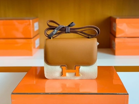 Túi Hermes Constance Epsom Golden Brown Gold Hardware Handmade khâu tay 18cm