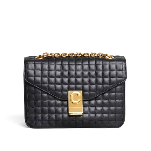 TÚI Celine Women Medium C Bag in Quilted Calfskin-Black