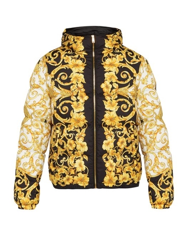 ÁO VERSACE  Baroque-print hooded jacket