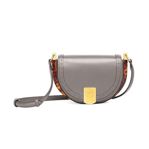 TÚI FENDI Moonlight Hand-Stitched Leather Satchel Bag-Silver
