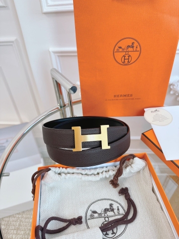 DÂY LƯNG HERMES H MAROON Togo leather hai mặt khóa vàng