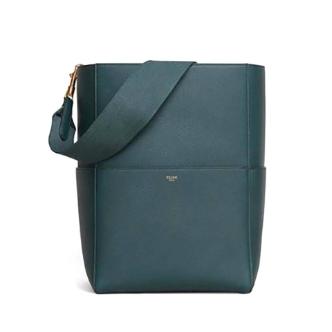 TÚI Celine Women Sangle Bucket Bag in Soft Grained Calfskin-Green