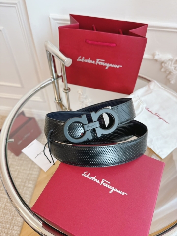 DÂY LƯNG Salvatore Ferragamo Adjustable Gancini Belt Khóa đen