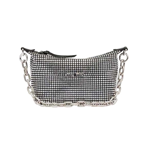 Túi Miu Miu Women Spirit Satin Bag with Appliqués-Black