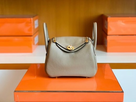Túi Hermes Mini Lindy  Griss Gold Hardware Handmade khâu tay 19cm