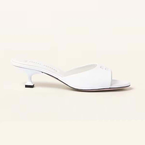 GUỐC Miu Miu Women Patent Leather Sandals in 45 mm Heel Height-White