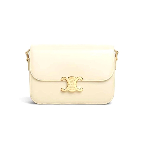 TÚI Celine Women Classique Triomphe Bag in Shiny Calfskin-Beige