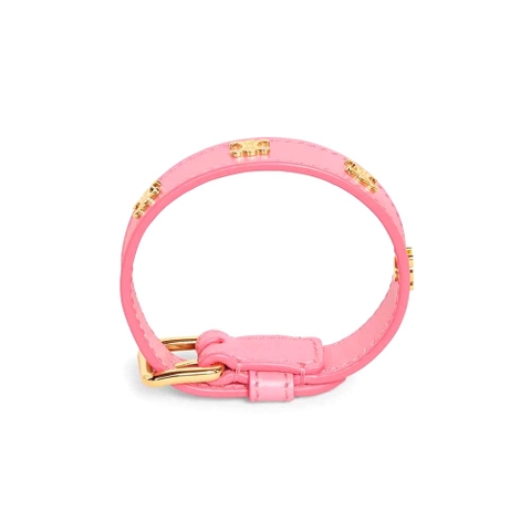 Vòng tay Celine Women Triomphe Multi Leather Bracelet in Brass with Gold Finish and Smooth Calfskin-Pink