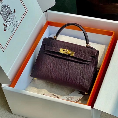 Túi Hermes Mini Kelly Rouge Grenade Epsom 19CM Handmade khâu tay(Giá liên hệ)