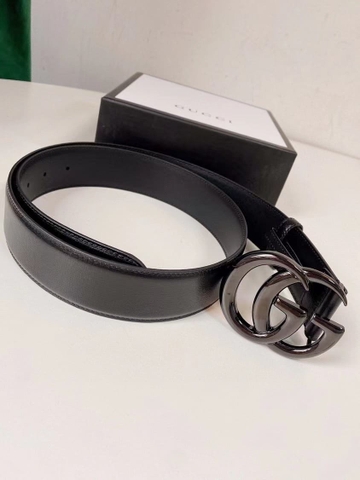 DÂY LƯNG GUCCI GG BLACK CALFSKIN LEATHER Khóa đen