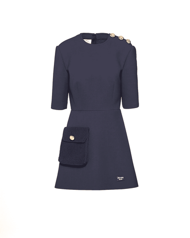 VÁY PRADA Natté minidress wool pocket túi len