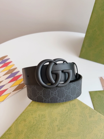 DÂY LƯNG GUCCI GG BLACK CANVAS LEATHER Khóa đen